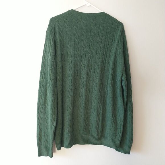 J Crew Sweater Pullover Mens XL Green Cable Knit Wool Cashmere Angora Blend - Picture 5 of 7